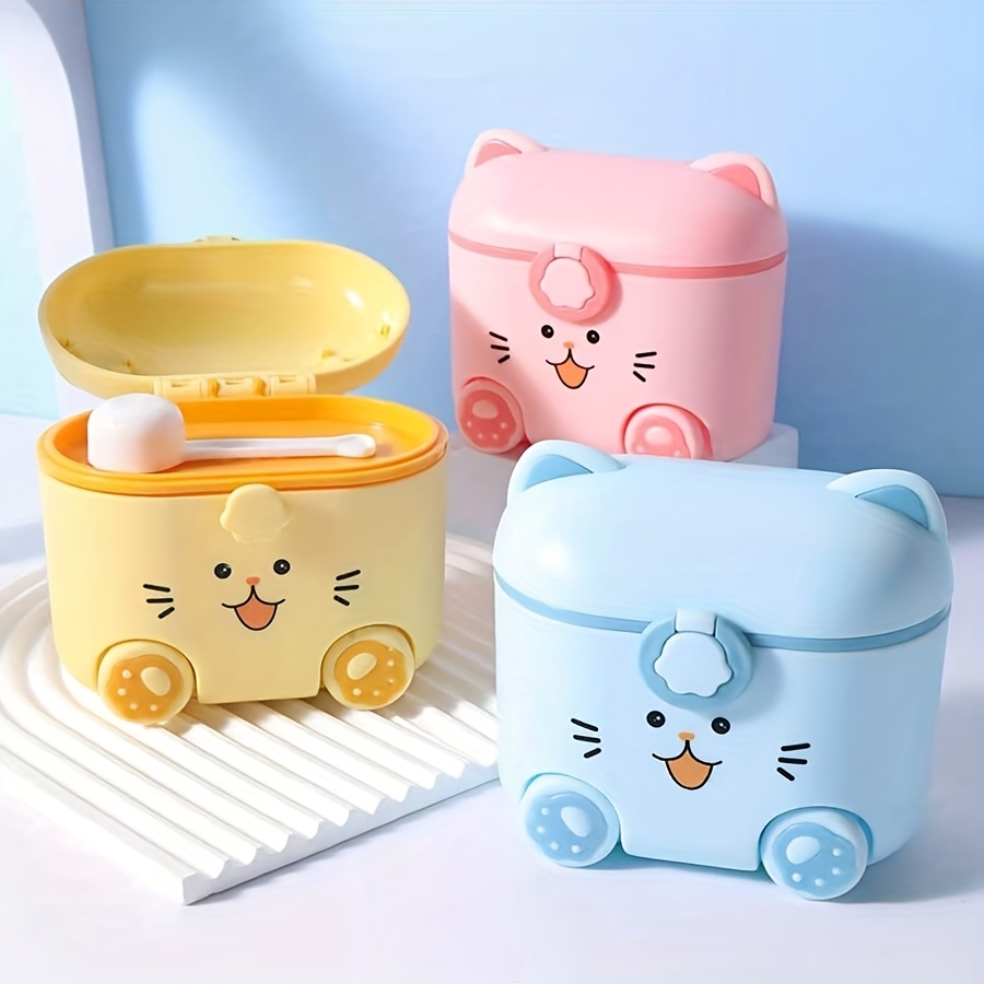 Food Snacks For 1 Year Old - حاوية حليب القطط اللطيفة مع ملعقة