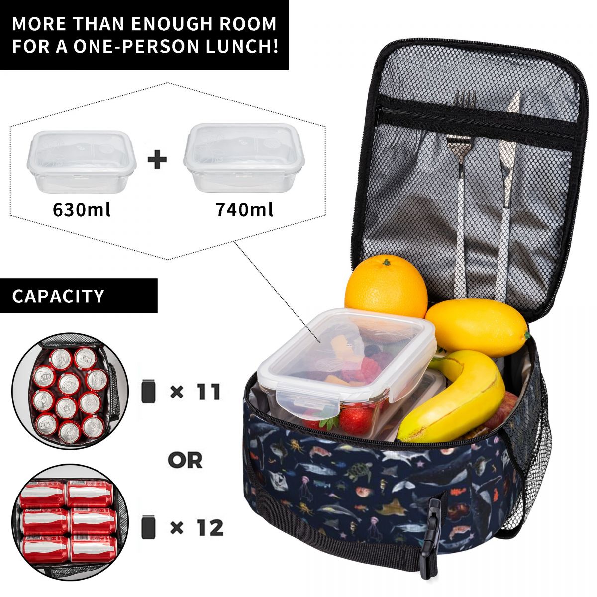 حقيبة غداء قماشية حرارية بنمط  - مراجعة Food Snacks For Hiking وسعره